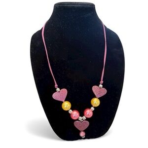Pink and Gold Heart Necklace EUC